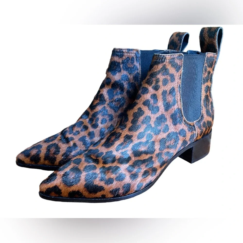 Loeffler Randall Women’s Booties Nellie Leopard Print Calf Hair Brown Boots 9.5 - Picture 5 of 12